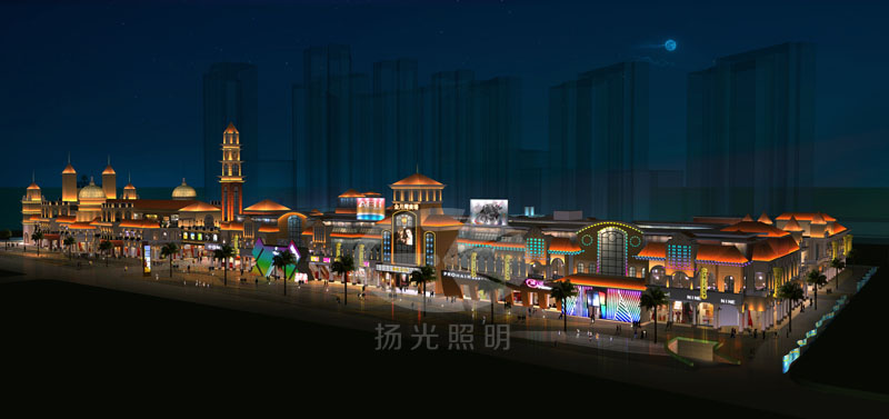 商業(yè)街照明設(shè)計(jì)鳥(niǎo)瞰效果圖