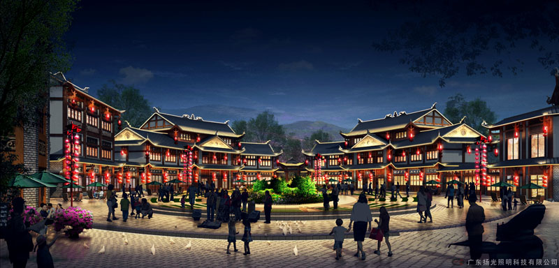 古鎮(zhèn)夜景亮化設計效果圖